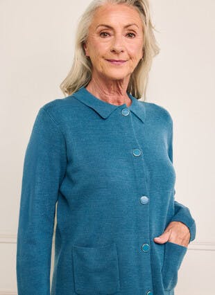 Collared Cardigan With Pocket Detail