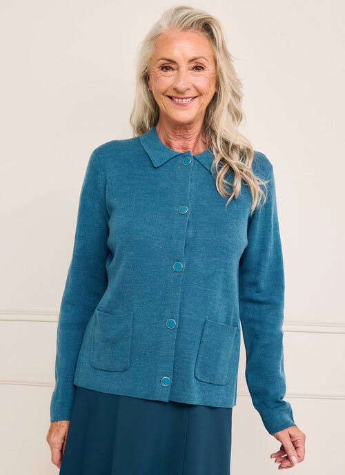 Collared Cardigan With Pocket Detail