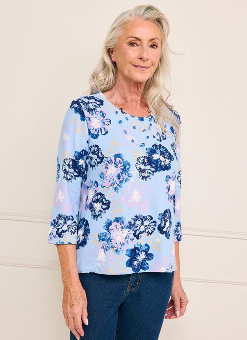 Warm Touch Printed Necklace Top