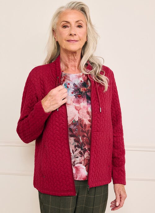 Quilted Jersey Funnel Neck Jacket
