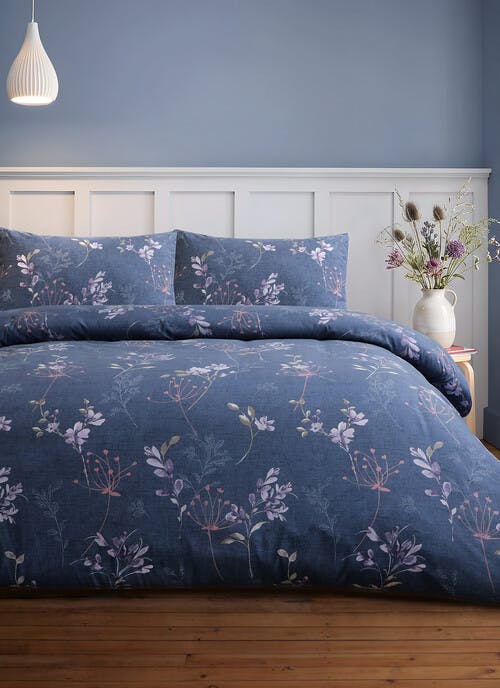 Floral Print Soft Touch Blue Duvet Set