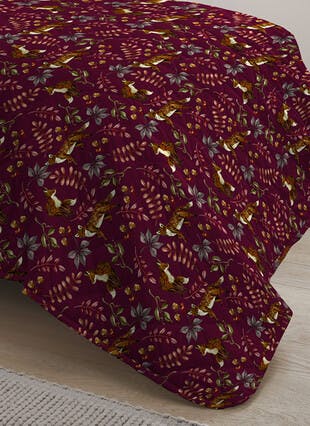 Fallon Fox Print Easy Care Plum Quilted Bedspread