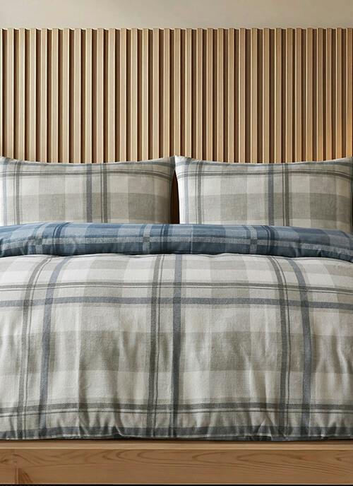 Logan Check Print Brushed Grey Pillowcase Set