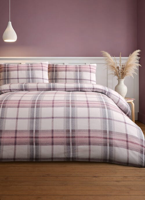 Check Print Soft Touch Lilac Duvet Set