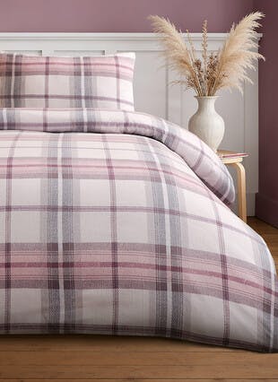 Check Print Soft Touch Lilac Duvet Set