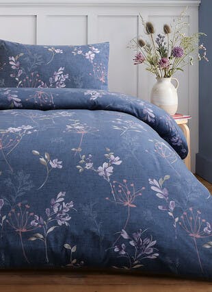 Floral Print Soft Touch Blue Duvet Set