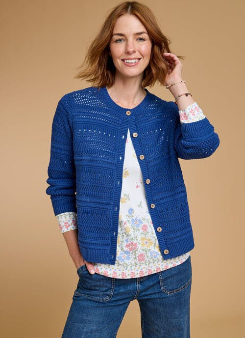 Cotton Rich Textured Stripe Cardigan