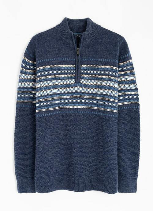 Wool Blend Fairisle Zip Neck Jumper