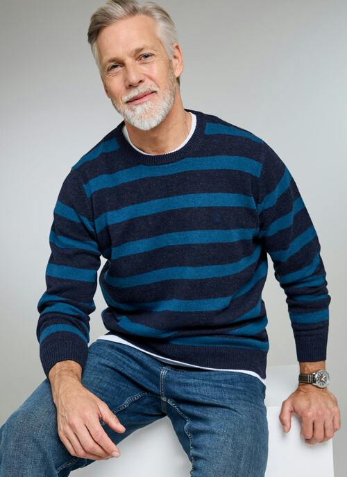 Pure Lambswool Stripe Crew Neck Jumper