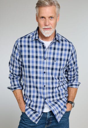 Pure Cotton Long Sleeve Melange Check Shirt 