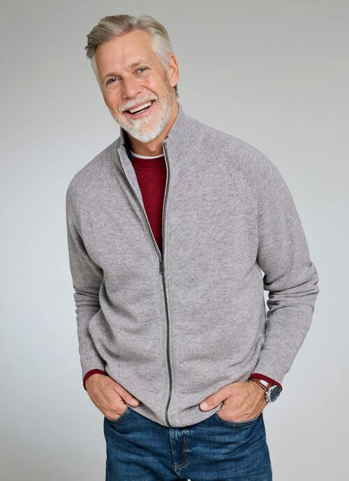 Pure Lambswool Zip Through Cardigan