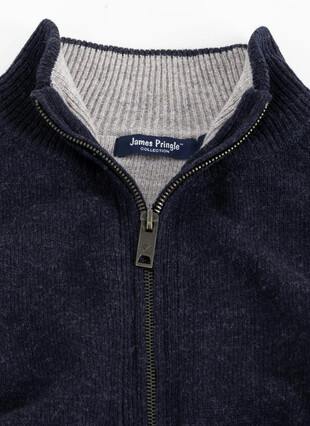 Pure Lambswool Zip Through Cardigan