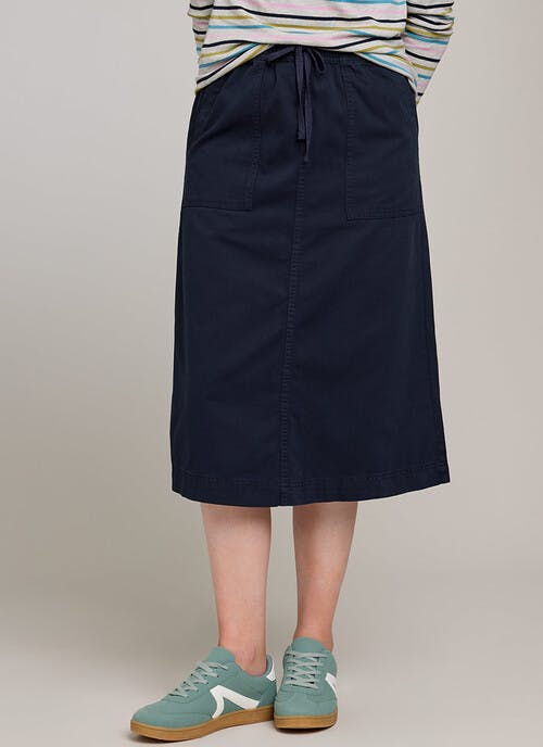 Pure Cotton Pull On Midi Skirt