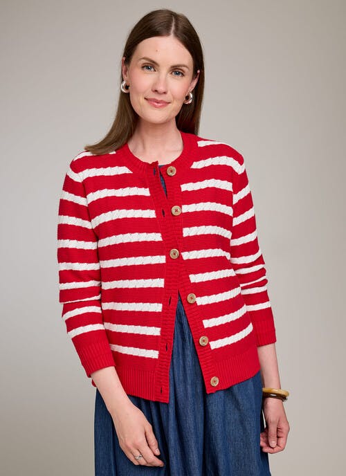 Pure Cotton Textured Stripe Cardigan