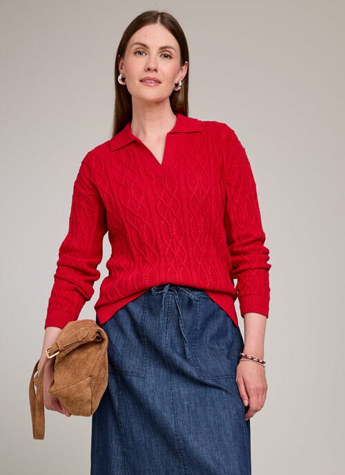 Pure Cotton Cable Collar Jumper