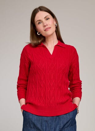 Pure Cotton Cable Collar Jumper