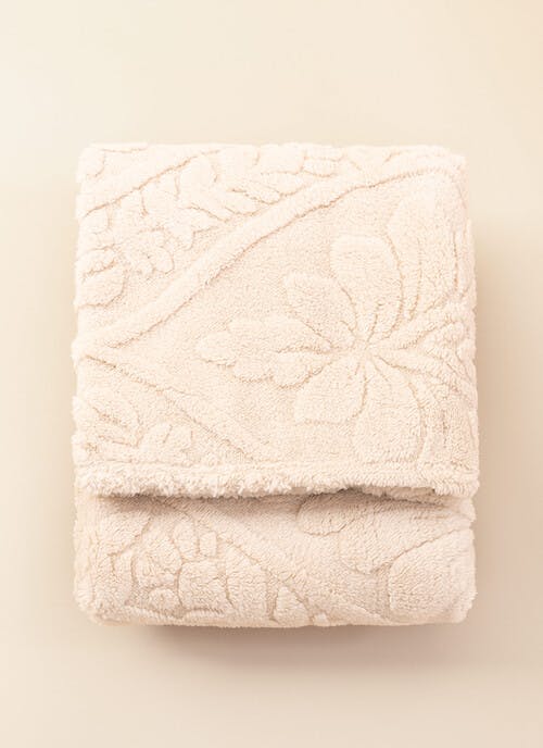 Damask Natural Fleece Throw