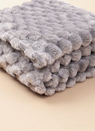 Chunky Honeycomb Grey Fleece Throw