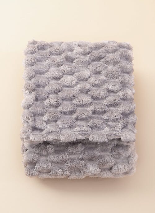 Chunky Honeycomb Grey Fleece Throw