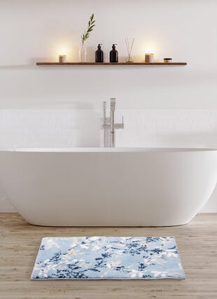 Turquoise Floral Bath Mat