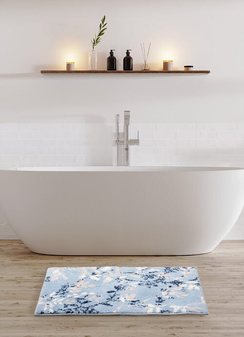 Turquoise Floral Bath Mat
