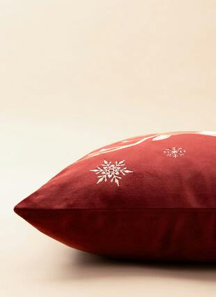 Stag Embroidered Velvet Wine Cushion