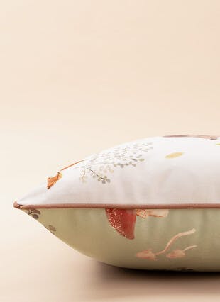Bracken Hedgehog Print Natural Velvet Cushion