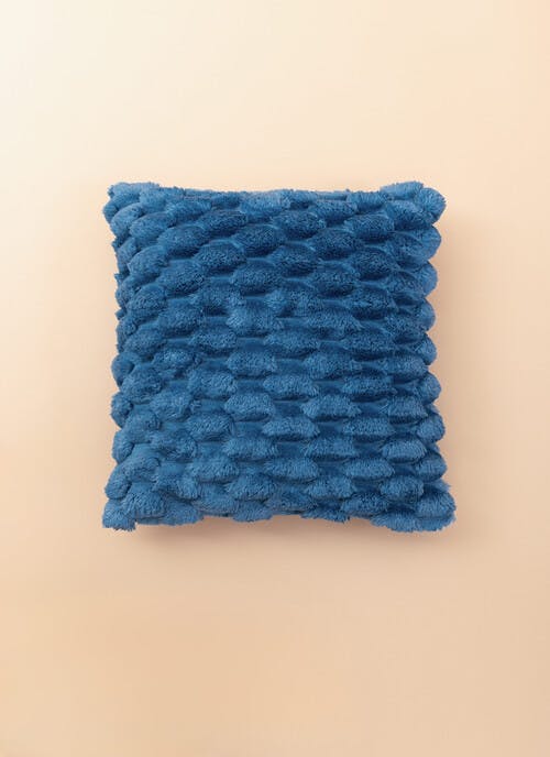 Chunky Honeycomb Teal Fleece Cushion