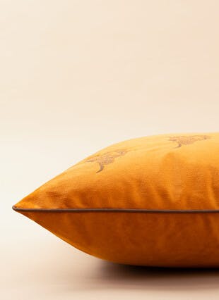 Highland Cow Embroidered Velvet Rust Cushion