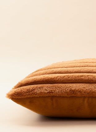 Ribbed Faux Fur Rust Fleece Cushion