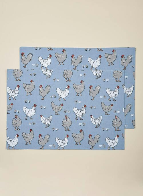Chicken Printed Cotton 2-Pack Placemats