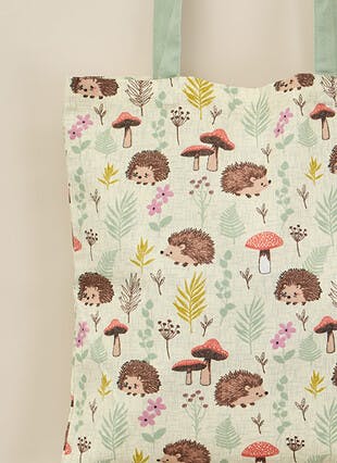 Hedgehog Printed Cotton Tote Bag
