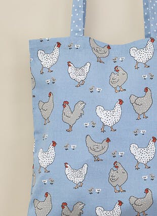 Chicken Printed Cotton Tote Bag
