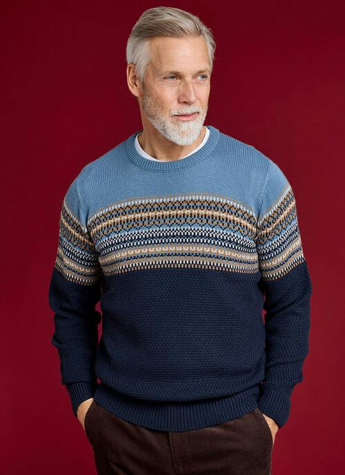 Wool Blend Fairisle Yoke Knitted Jumper