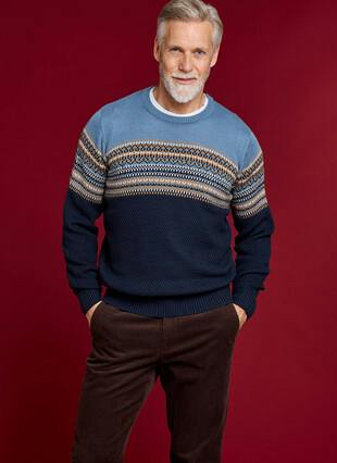 Wool Blend Fairisle Yoke Knitted Jumper