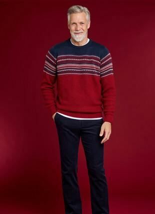 Wool Blend Fairisle Yoke Knitted Jumper