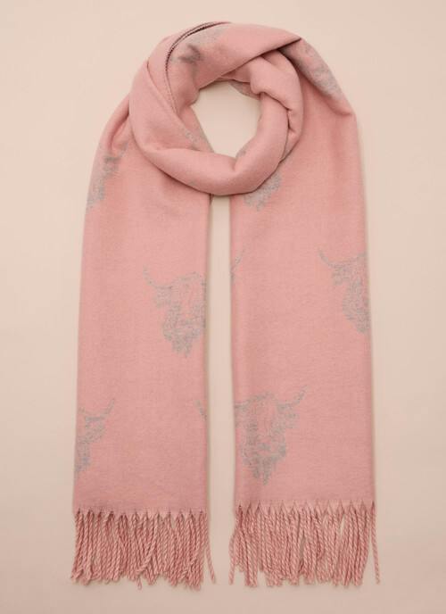 Pink Highland Cow Two Tone Scarf