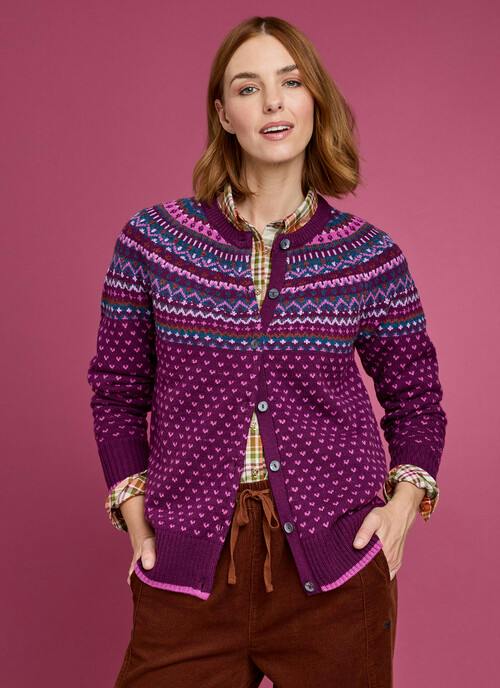 Wool Blend Fairisle Yoke Cardigan