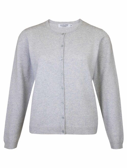 grey round neck cardigan