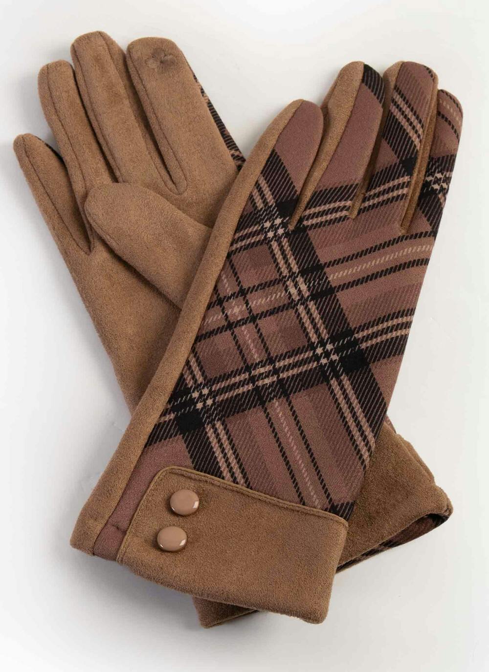 Faux Moleskin Tartan Gloves EWM